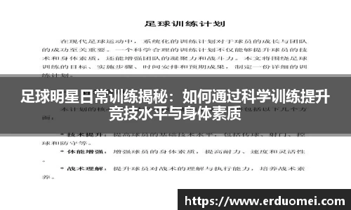 足球明星日常训练揭秘：如何通过科学训练提升竞技水平与身体素质